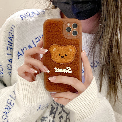 Plush Embroidered 3D Cute Teddy Bear Phone Case