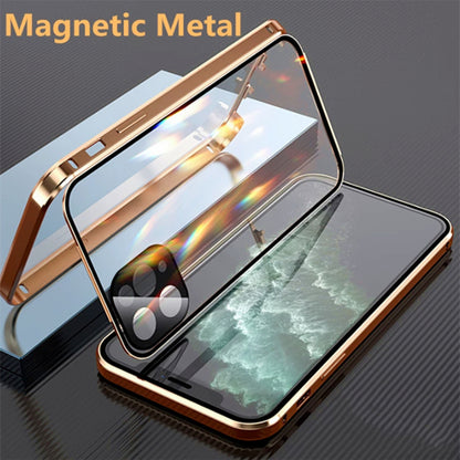 Metal Frame Buckle Double-Sided Glass Case – Compatible with Apple