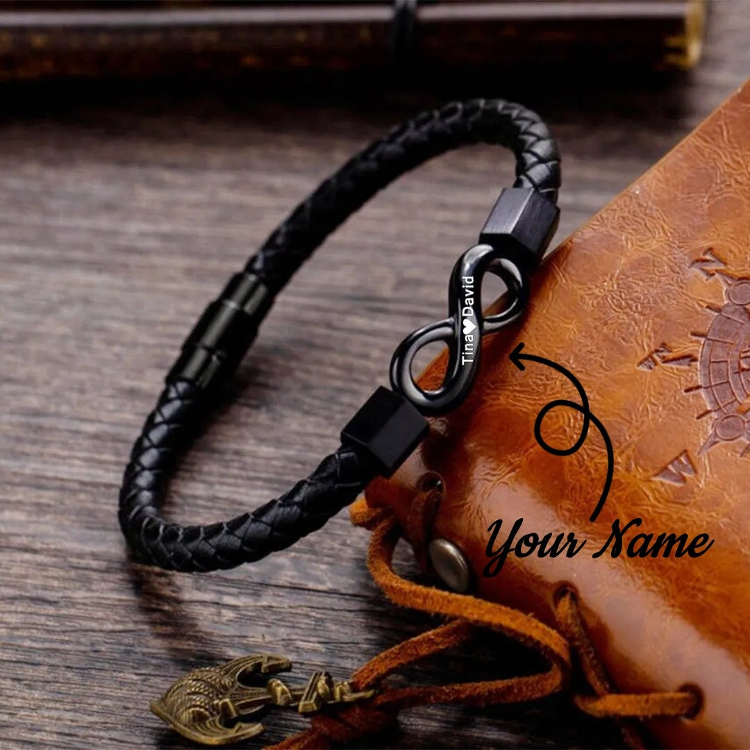 Custom Names Infinity Leather Bracelet