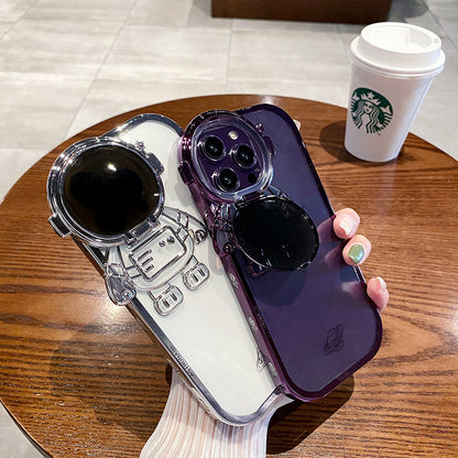 Astronaut Glitter Soft Case – Plating Cover with Stand for iPhone Pro/Max